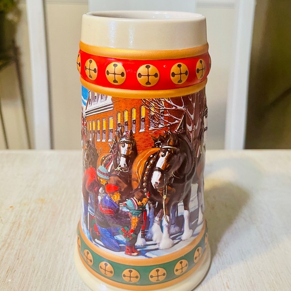Budweiser Beer Holiday Stein Mug Christmas Clydesdale Horse Hometown Snowman Cup - Picture 6 of 11